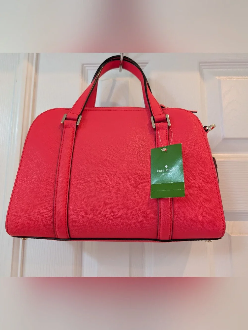 Kate Spade Structured Red Dome Satchel Handbag